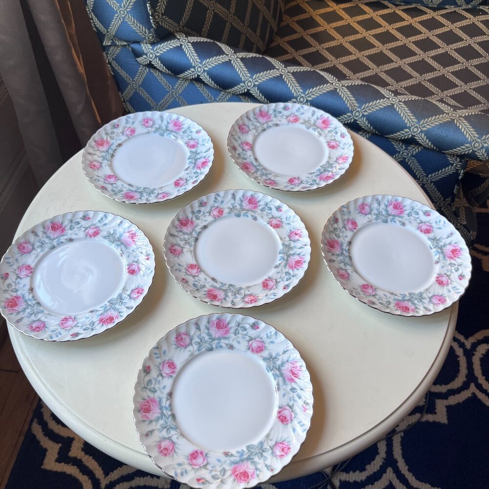 6 Royal Bayreuth Germany Floral Roses Dessert Plates